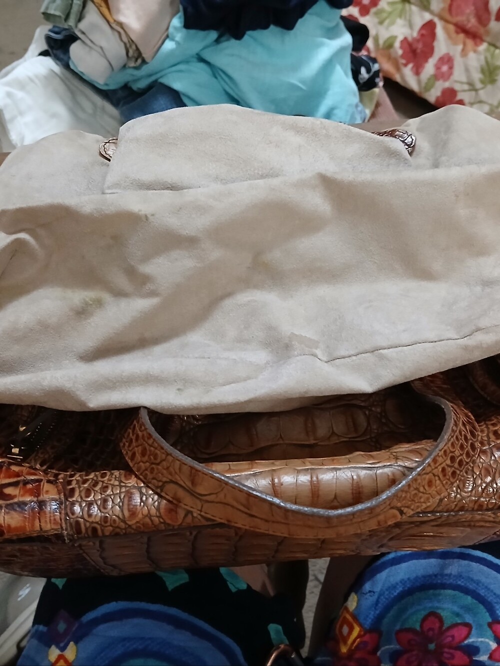 Brahmin Brown Croc-Embossed Satchel - Picture 7 of 16